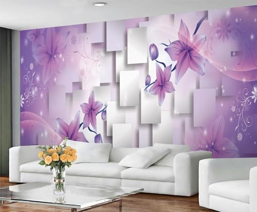 Abstrakte Blumen Tapeten Elegante Lila Blumen Tapete für Mädchen 3D Geometrische Tapete Sternrankenlinien Wandpapier für Mädchenschlafzimmer Wohnzimmer Tv Hintergrund Dekoration Wandbild Poster Abstrakte Blumen Tapeten Elegante Lila Blumen Tapete für Mädchen 3D Geometrische Tapete Sternrankenlinien Wandpapier für Mädchenschlafzimmer Wohnzimmer Tv Hintergrund Dekoration Wandbild Poster von Generic