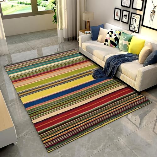 Abstrakte Geometrische Texturstreifen Fußmatten 3D-Teppich Teppich Teppiche Wohnzimmer Fußmatte Plüsch Rutschfeste Stuhlmatte Badezimmer Teppich Bereich Teppich 100 X 200 Cm - Leicht Zu R -63888835196 von Generic