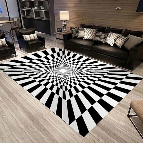 Abstrakte Geometrische Texturstreifen Teppich Kinderteppich Wohnzimmerteppich Schlafzimmerteppich 3D-Gedruckter Superweicher Flanellteppich 160 X 230 Cm -Polyester-Soft-Touch,Leicht Zu R -465213727056 von Generic