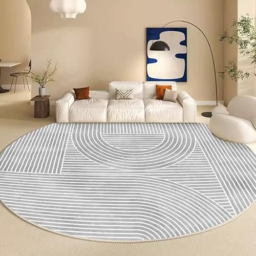 Abstrakte Runde Große Fläche Teppiche Weicher Teppich Für Wohnzimmer Schlafzimmer Eingang Couchtisch Home Mat rutschfeste(Dunkelgrau,160x160cm) von Generic