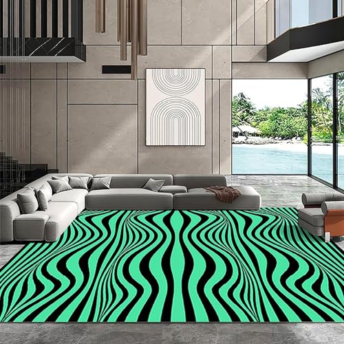 Abstrakte Streifen Restaurantteppich Aus Dem 3D-Drucker 90 X 150 Cm - Rutschfester Bodenmatten-Teppich Für Innentüren - Weicher Griff - Polyesterfaser - Leicht Zu Reinigen - Geeignet Fü -5122024450057 von Generic
