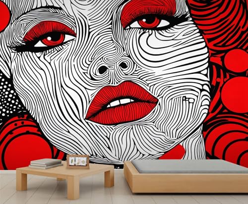 Abstrakte Tapete Nahaufnahme Von Frauengesichtern Geometrische Wandtapete Wandbilder für Wände Linienkunst Wandtapete für Schlafzimmer Wohnzimmer Poster 490 X 350 cm von Generic