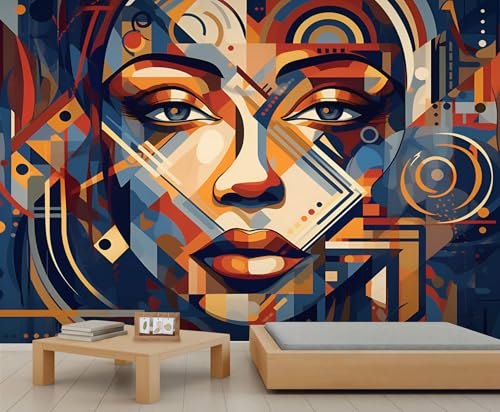 Abstrakte Tapete Weiblichem Gesicht Geometrische Farbblöcke Bunte Geometrische Wandtapeten Mehrfarbige Tapeten für Schlafzimmer Wohnzimmer Sofa TV Hintergrund Großes Gemälde Poster Abstrakte Tapete Weiblichem Gesicht Geometrische Farbblöcke Bunte Geometrische Wandtapeten Mehrfarbige Tapeten für Schlafzimmer Wohnzimmer Sofa TV Hintergrund Großes Gemälde Poster von Generic