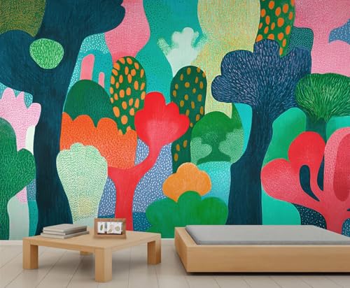 Abstrakte Tapeten Farbenfrohe Botanische Wandtapete Fantasiewald Tapete Mädchenzimmer Baumstruktur Tapete für Mädchenschlafzimmer Wohnzimmer Wandbild Poster 500 X 350 cm von Generic