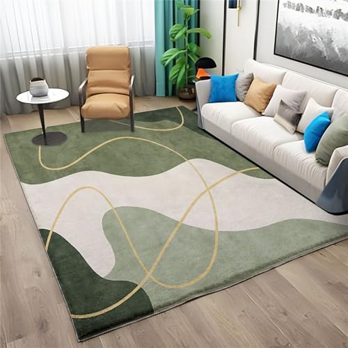 Abstraktes Modernes Design Waschbarer Teppich 180x240cm Wohnzimmer Schlafzimmer Kurzflor rutschfest Flauschig Weich Teppich für Familien mit Kindern Haustieren, HellgrüN Moderne Deko Teppiche von Generic