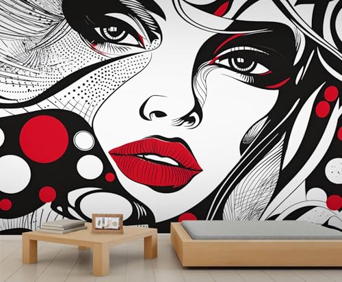 Abstraktes Wandbild Mädchen Wandtapete Geometrische Tapete Moderne Tapete für Schlafzimmer Wohnzimmer Poster 232X158cm von Generic
