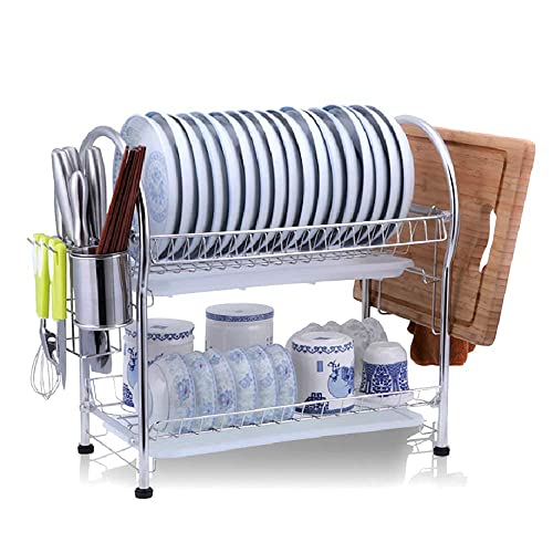 Abtropfgestell, Abtropfgestell Für Die Küchenarbeitsplatte Aus Edelsta304 Für Die Küche Über Der Spüle, Stabiles Abtropfbrett Mit Utensilienhalter Aus Pp-Kunststoff (45 X 47 X 27 Cm) von Generic