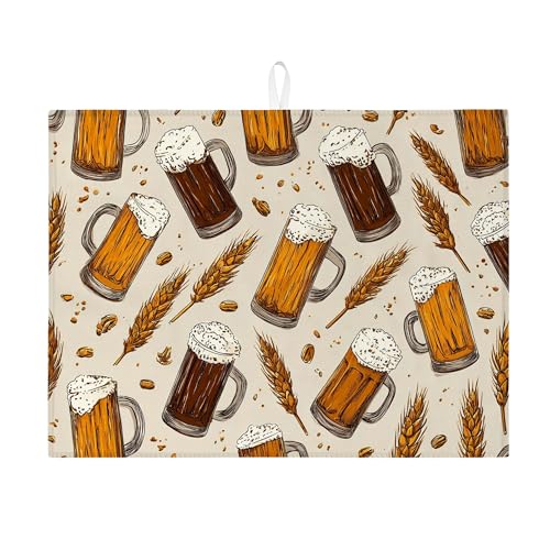 Abtropfmatte für Bierkrug für Küchentheke, rustikales braunes Ale saugfähiges Abtropfgestell, Herbst-Mikrofaser-Trockenunterlage für Küchentheke, Kaffee, Bar, Schutz, 45,7 x 61 cm von Generic