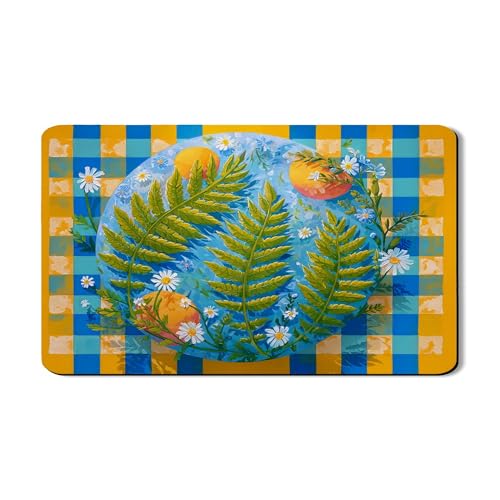 Abtropfmatte für Küchentheke, Frühlingsgrünes Blatt-Design, saugfähiges Gummi-Abtropfgestell, saisonales Blumenmuster, PU-Leder, Abtropfmatte für Küchentheke, 30,5 x 50,8 cm von Generic