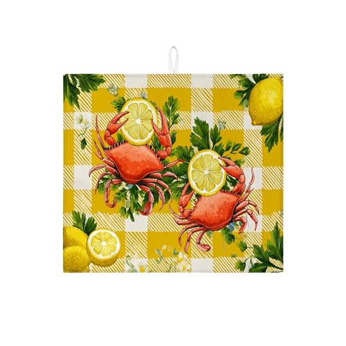 Abtropfmatte für Küchentheke, Vintage, Zitronenkrabbe, saugfähiges Abtropfgestell, Matte, Sommerküste, Mikrofaser, Abtropfmatte für Küchentheke, Kaffee, Bar, Schutz, 40,6 x 45,7 cm Abtropfmatte für Küchentheke, Vintage, Zitronenkrabbe, saugfähiges Abtropfgestell, Matte, Sommerküste, Mikrofaser, Abtropfmatte für Küchentheke, Kaffee, Bar, Schutz, 40,6 x 45,7 cm von Generic