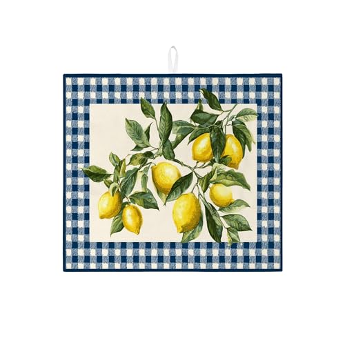 Abtropfmatte für Küchentheke, Vintage-Stil, Gingham-Muster, saugfähig, Sommer-Mikrofaser-Trockenunterlage für Küche, Theke, Barschutz, 40,6 x 45,7 cm, Zitronengelb Abtropfmatte für Küchentheke, Vintage-Stil, Gingham-Muster, saugfähig, Sommer-Mikrofaser-Trockenunterlage für Küche, Theke, Barschutz, 40,6 x 45,7 cm, Zitronengelb von Generic