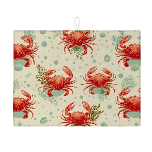 Abtropfmatte für Küchentheke, Vintage-Stil, Meeresfrüchte, saugfähig, festliches Mikrofaser-Abtropfgestell für Küchentheke, Dekoration, 45,7 x 61 cm von Generic