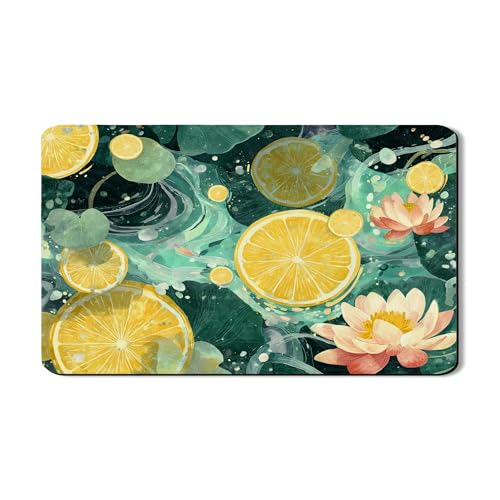 Abtropfmatte für Küchentheke, Zitronenblumen, saugfähig, Gummi, Sommer-PU-Leder, Trockenunterlage für Kaffeebar, 30,5 x 50,8 cm von Generic