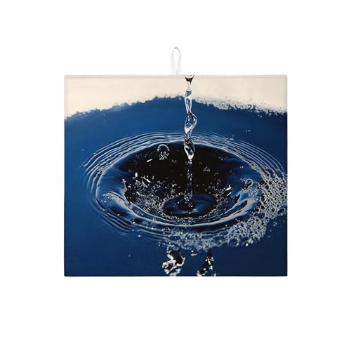 Abtropfmatte für Küchentheke, elegant, abstrakt, blau, rund, saugfähig, moderne Mikrofaser-Abtropfmatte für Küche, Theke, Zuhause, Organizer, 40,6 x 45,7 cm Abtropfmatte für Küchentheke, elegant, abstrakt, blau, rund, saugfähig, moderne Mikrofaser-Abtropfmatte für Küche, Theke, Zuhause, Organizer, 40,6 x 45,7 cm von Generic