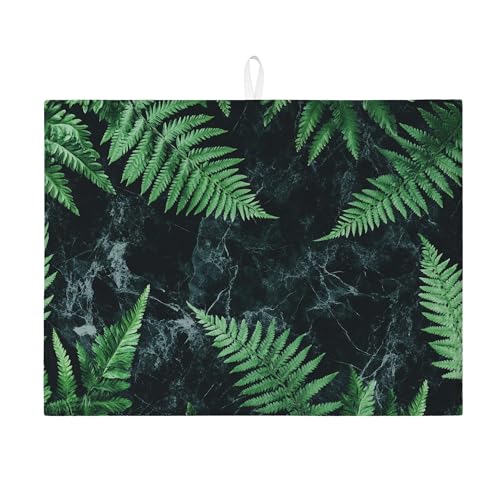 Abtropfmatte für Küchentheke, elegantes Blatt-Design, saugfähiges Abtropfgestell, von Natur inspirierte Mikrofaser-Abtropfmatte für Küchentheke, Kaffee, Bar, Schutz, 45,7 x 61 cm von Generic