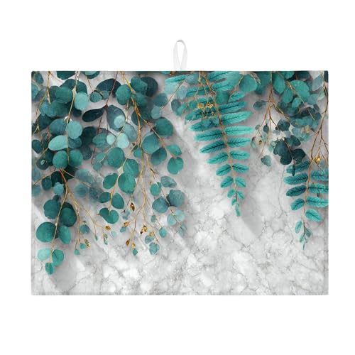 Abtropfmatte für Küchentheke, elegantes grünes Design, saugfähiges Abtropfgestell, moderne Mikrofaser-Abtropfmatte für saisonale Heimdekoration, 45,7 x 61 cm von Generic
