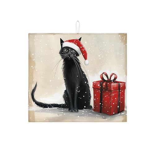 Abtropfmatte für Küchentheke, niedliche Katze, saugfähiges Abtropfgestell, festliche Mikrofaser-Abtropfmatte für Küchentheke, Dekoration, 40,6 x 45,7 cm von Generic
