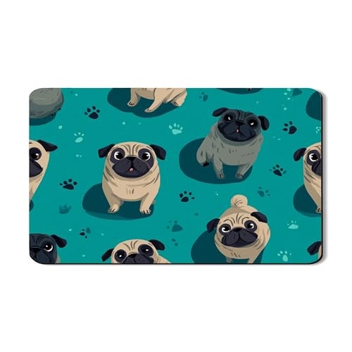 Abtropfmatte für Küchentheke, niedliches Mops-Motiv, saugfähiges Gummi-Abtropfgestell, Hunde-Liebhaber, Küchenschutz, 30,5 x 50,8 cm von Generic