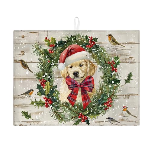Abtropfmatte für Küchentheke, weihnachtliches Design, saugfähiges Abtropfgestell, Mikrofaser, 45,7 x 61 cm Abtropfmatte für Küchentheke, weihnachtliches Design, saugfähiges Abtropfgestell, Mikrofaser, 45,7 x 61 cm von Generic
