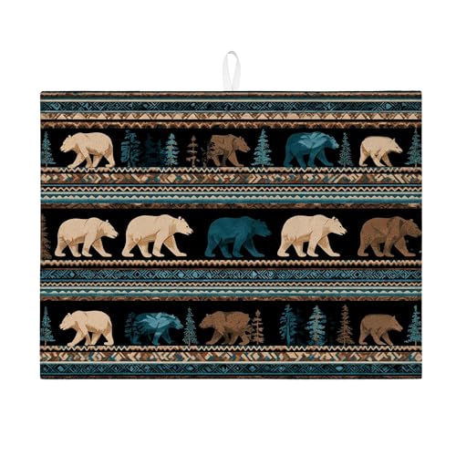 Abtropfmatte mit Bärenmuster für Küchentheke, rustikales Waldmotiv, saugfähiges Abtropfgestell, gemütliche Mikrofaser-Abtropfmatte für Küchentheke, Winterdekoration, 45,7 x 61 cm Abtropfmatte mit Bärenmuster für Küchentheke, rustikales Waldmotiv, saugfähiges Abtropfgestell, gemütliche Mikrofaser-Abtropfmatte für Küchentheke, Winterdekoration, 45,7 x 61 cm von Generic