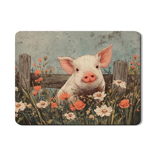 Abtropfmatte mit Blumenmuster für Küchentheke, fantasievolles Schwein-Design, saugfähiges Gummi-Abtropfgestell, Matte, Frühlings-Landhausstil, Abtropfunterlage für Küchentheke, 45,7 x 61 cm von Generic