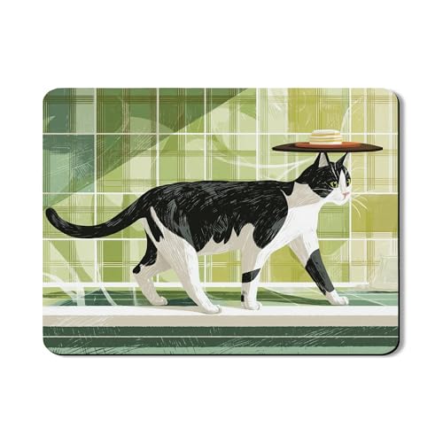 Abtropfmatte mit Katzenmuster, für Küchentheke, fantasievolle schwarz-weiße Katze, saugfähiges Gummi-Abtropfgestell, verspieltes Design für Tierliebhaber, 45,7 x 61 cm von Generic