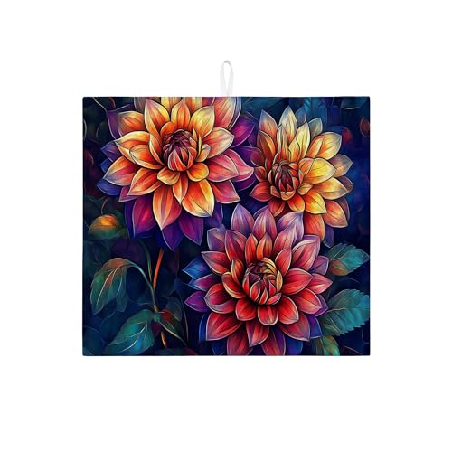 Abtropfmatte mit buntem Blumenmuster für Küchentheke, lebendiges blühendes Design, saugfähiges Abtropfgestell, Sommer-Mikrofaser-Trockenunterlage für Küche, Theke, Kaffee, Bar, Schutz, 40,6 x 45,7 cm Abtropfmatte mit buntem Blumenmuster für Küchentheke, lebendiges blühendes Design, saugfähiges Abtropfgestell, Sommer-Mikrofaser-Trockenunterlage für Küche, Theke, Kaffee, Bar, Schutz, 40,6 x 45,7 cm von Generic