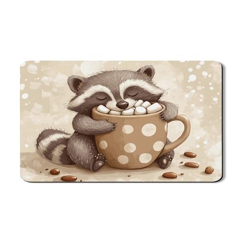 Abtropfmatte mit niedlichem Waschbär-Design für Küchentheke, Vintage-Tierdruck, saugfähiges Gummi-Abtropfgestell, saisonale gemütliche Trocknungsmatte, 30,5 x 50,8 cm von Generic