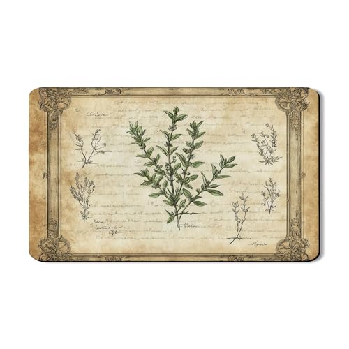 Abtropfmatten für Küchentheke, Vintage-botanisches Design, saugfähiges Gummi-Abtropfgestell, klassische PU-Leder-Trockenunterlage für Küchentheke, Kaffee, Bar, Schutz, 30,5 x 50,8 cm von Generic