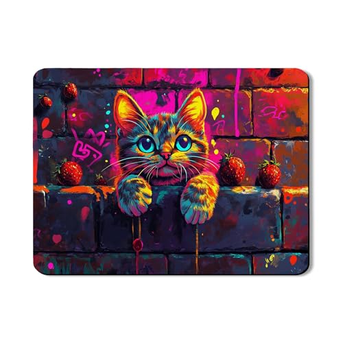 Abtropfmatten mit Katzen-Motiv für Küchentheke, buntes künstlerisches Katzen-Design, saugfähiges Gummi-Abtropfgestell, verspielte Sommer-Küchendekoration, 45,7 x 61 cm von Generic