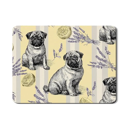 Abtropfmatten mit Mops-Design für Küchentheke, Vintage-Blumenmopsmuster, saugfähiges Gummi-Abtropfgestell, Frühlingsküchenzubehör, Schutz, 45,7 x 61 cm von Generic