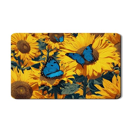 Abtropfmatten mit Sonnenblumen-Design für Küchentheke, lebendiges gelbes Blumenmuster, saugfähiges Gummi-Abtropfgestell, saisonale Heimdekoration für Frühling, 30,5 x 50,8 cm von Generic