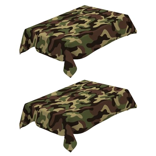 Abwaschbare Tischdecke 2 Stück Grüne Tarnung 140x140 cm Tischdecken Wasserabweisend Fleckschutz Pflegeleicht Polyester mit Lotuseffekt für Wohnzimmer Esszimmer Balkon und Garten von Generic