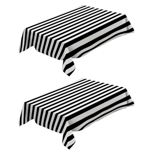 Abwaschbare Tischdecke 2 Stück Schwarze Und Weiße Streifen 140x140 cm Tischdecken Wasserabweisend Fleckschutz Pflegeleicht Polyester mit Lotuseffekt für Wohnzimmer Esszimmer Balkon und Garten Abwaschbare Tischdecke 2 Stück Schwarze Und Weiße Streifen 140x140 cm Tischdecken Wasserabweisend Fleckschutz Pflegeleicht Polyester mit Lotuseffekt für Wohnzimmer Esszimmer Balkon und Garten von Generic