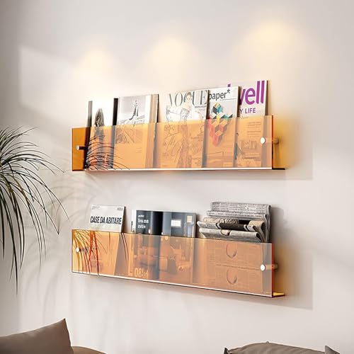 Acryl Floating Shelves 2er Pack - Wandmontierter Zeitungsständer, Perfektes Badezimmer-bücherregal Und Broschürenhalter Für Zuhause Und Büro, Orange, 40cm/15.7inch von Generic