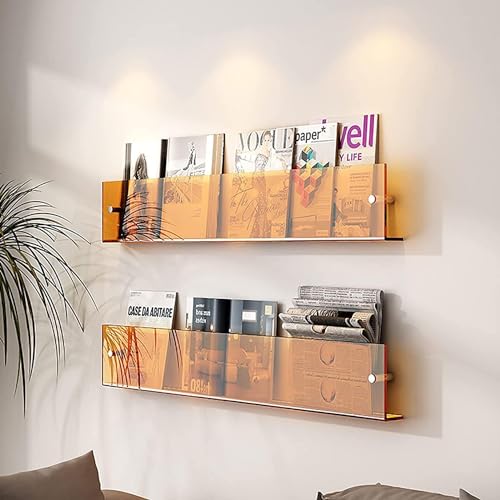 Acryl Floating Shelves 2er Pack - Wandmontierter Zeitungsständer, Perfektes Badezimmer-bücherregal Und Broschürenhalter Für Zuhause Und Büro, Orange, 60cm/23.6inch Acryl Floating Shelves 2er Pack - Wandmontierter Zeitungsständer, Perfektes Badezimmer-bücherregal Und Broschürenhalter Für Zuhause Und Büro, Orange, 60cm/23.6inch von Generic