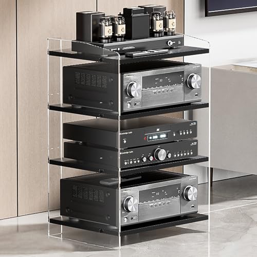 Acryl Medienspeicherschrank Verstellbare Regale Moderne AV-Kabinett Recording Player Stereo und Audio-/Videoausrüstung Transparent/Schwarz 4 Tier Ständer Acryl Medienspeicherschrank Verstellbare Regale Moderne AV-Kabinett Recording Player Stereo und Audio-/Videoausrüstung Transparent/Schwarz 4 Tier Ständer von Generic