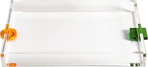 Acryl-serviertablett, Klare Dekorative Serviertabletts Für Küche Esszimmertisch Ottomane Waschtisch Arbeitsplatte Rund Orange 11,8 "x 11,8", Rectangle Transparent 1, 12.8"x 8.9"x1.5"/32.6x22.6x3.8cm von Generic