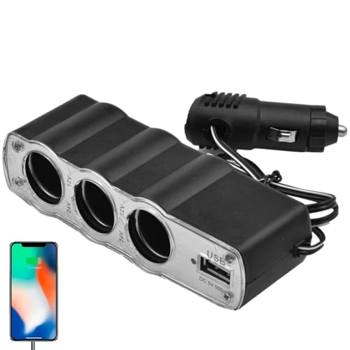 Adapter für Multiple Autoladegerät | ABS Auto-Ladeadapter mit 3 Steckern, Zubehör für Zigarettenanzünder für GPS, Auto-Recorder, Sitzheizung und Kühlung von Generic