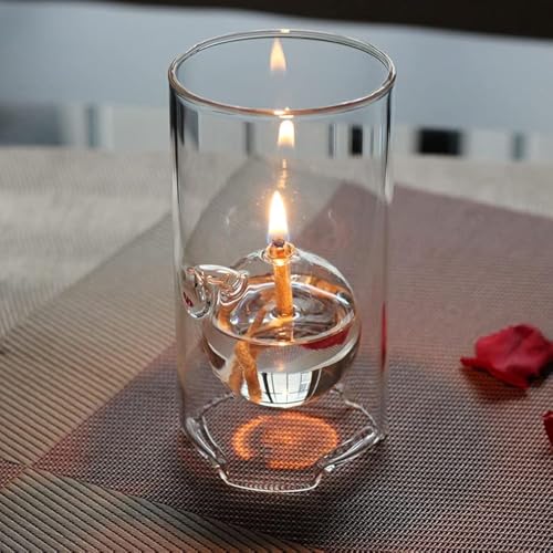 Adsled Klarglas-Ölleuchte, Borosilikatglas, inkl. Bliss Hänge-Hurrican-Kerzenhalter, Paraffin-Lampe, 15 cm von Generic