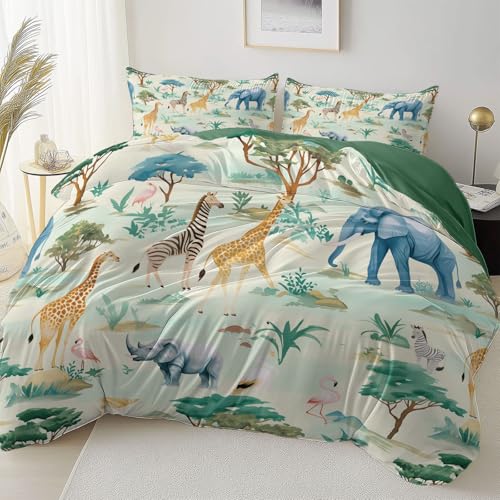 Afrika Wild Tiere Bettbezug, Bettwäsche-Sets Mikrofaser 135 x 200 cm 2 teilig, Super Weich, Reißfestigkeit Anti-Falten mit Reißverschluss Bettzeug Grün Afrika Wild Tiere Bettbezug, Bettwäsche-Sets Mikrofaser 135 x 200 cm 2 teilig, Super Weich, Reißfestigkeit Anti-Falten mit Reißverschluss Bettzeug Grün von Generic