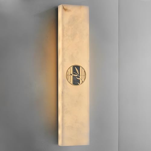 Alabaster Wandleuchter Marmor Wandleuchte Gold Bathroon Waschtisch Wandleuchten Weiß Stein Wandleuchte Messing Nachttisch Wandleuchte Für Schlafzimmer Wohnzimmer Flur Küche Cafe, Gold, 60CM von Generic