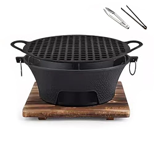 Altmodischer Holzkohlegrill, Zeltofen mit Binauralem Zugring, Dicker Gusseiserner Holzofen, Camping Backofen Gas für Camping Picknick Küche Balkon(34.5 * 15cm) von Generic