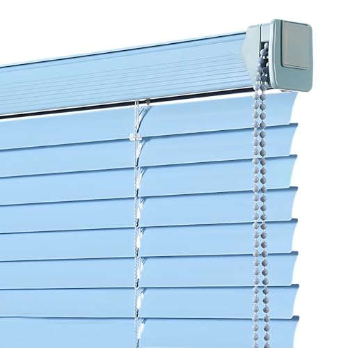 Alu-Jalousien 25.0 mm Lamellen Horizontal Jalousette Seitenzugrollo Plissee Schalusie Verdunkelungsrollo für Fenster und Türen(Blue,150cm x 250cm) von Generic