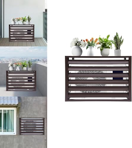 Aluminium Blumenständer, klimaanlage Abdeckung wärmepumpe 110 * 80 * 60cm verkleidung klimaanlage außengerät Zaun zum Verstecken der Klimaanlage, Infach zu install(Size:120*150*70(5P),Color:Braune C) von Generic