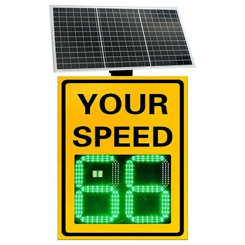 Aluminium-Radar-Geschwindigkeitsbegrenzungsschild mit LED-Anzeige, IP65 wasserdichtes Radar-Verkehrsschild mit solarbetriebener Geschwindigkeitsrückmeldung, Für Straßen, Schulen und Parkplätze(Yellow) von Generic