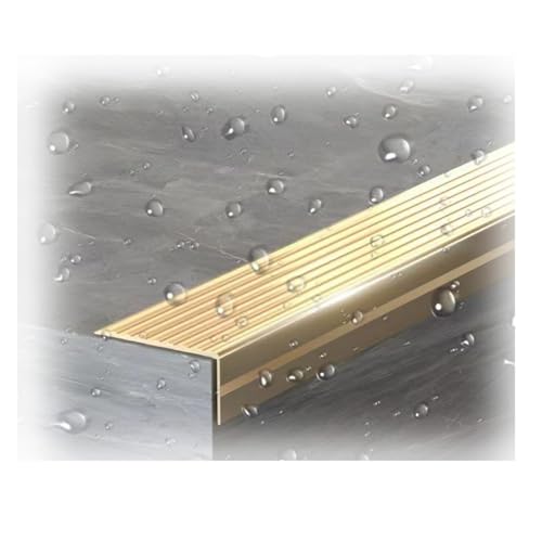 Aluminium-Treppenkanten in Sondergröße ，Rutschfeste Schwellenverkleidung for Innen-/Außentreppen,Tritte & Leitern (verschleißfest)(Gold,3x2cm) von Generic