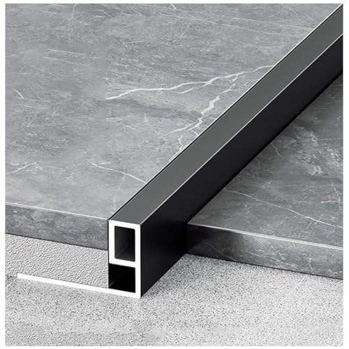 Aluminium ÜBergangsprofil Schwellenstreifen Kantenumleimer Zum Verbinden Von Bodenlücken, Teppich Zu Fliesen Übergang Kanten Trim(Black,0.5x2.0cm/0.2x0.79in) von Generic