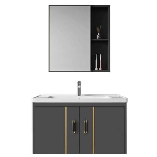 Aluminium-Waschtisch Mit Integriertem Keramikwaschbecken – Modernes Badezimmer-Set Mit Waschtischplatte Und Stauraum Für Toilette(80 * 47 * 40cm) von Generic