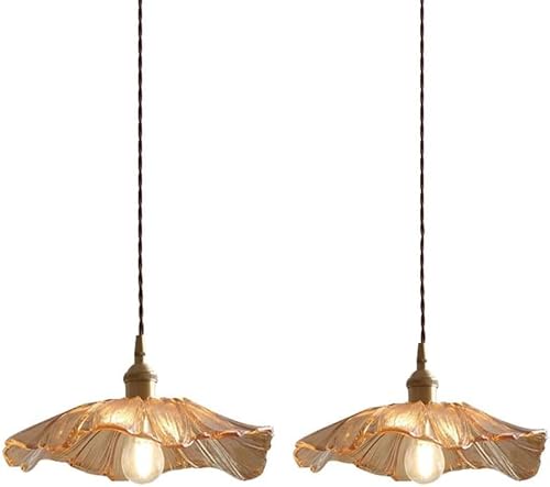 Amerikanische Kreativität Pendelleuchte Retro Bernstein Blume Pendelleuchten E27 Verstellbare Schlafzimmer Hängeleuchten Handgemachte Glas Küche Insel Hängelampen, 1 Light von Generic